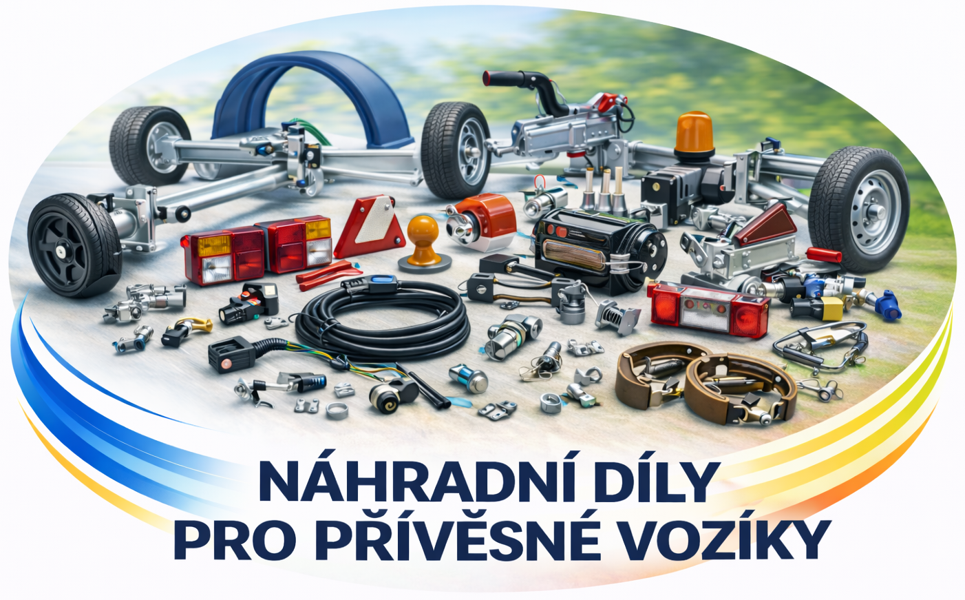 Náhradní díly pro přívěsné vozíky – brzdy, nápravy, světla, elektroinstalace, spojky a příslušenství pro opravy a údržbu přívěsů za auto._1